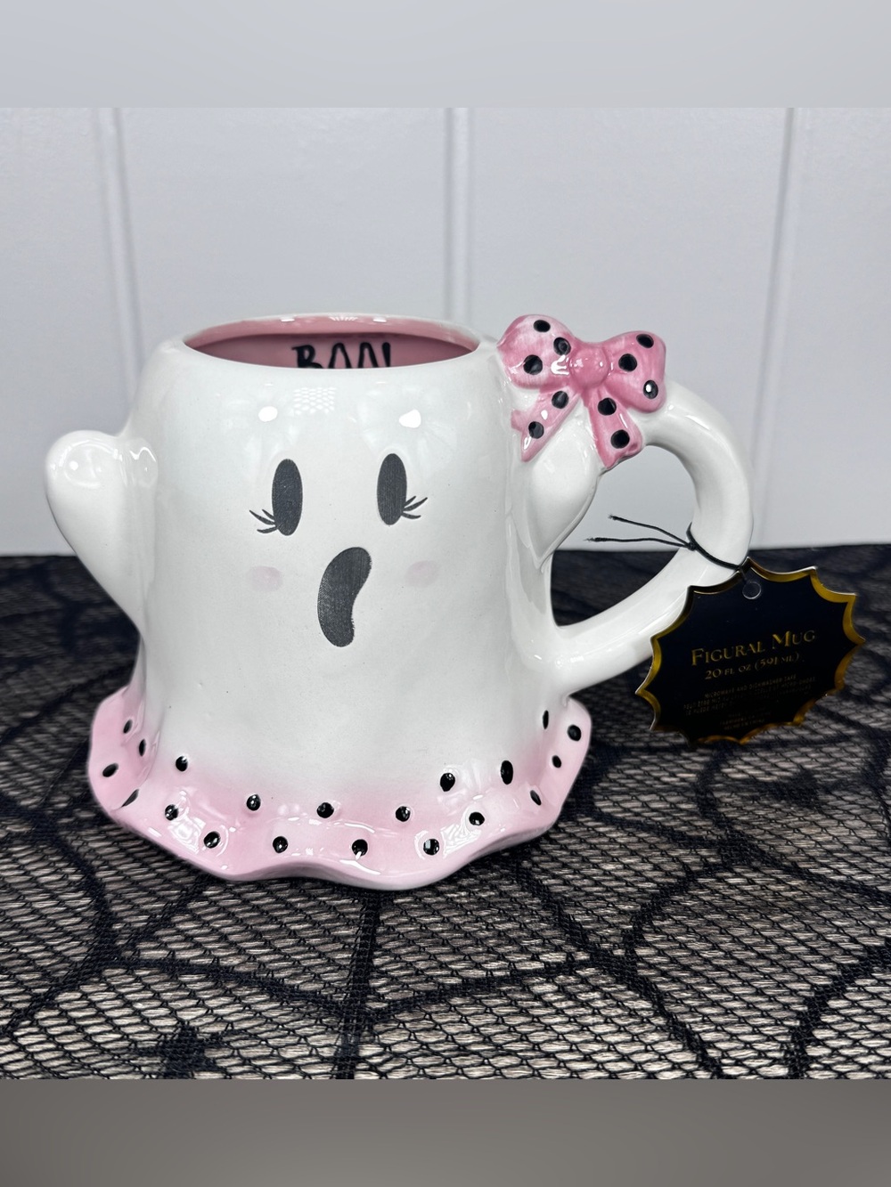 NEW Haunted Halloween Polkadot Ghost Halloween Mug